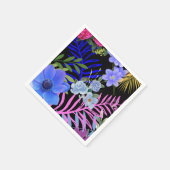 レトロカラフルフローラファーンボタニカルリーフ スタンダードカクテルナプキン (角)
