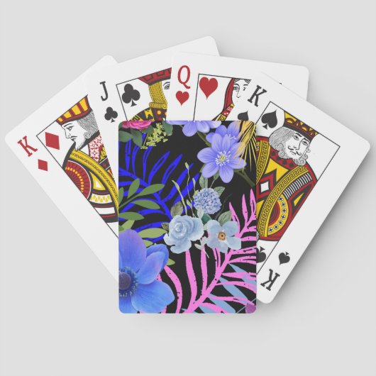 レトロカラフルフローラファーンボタニカルリーフ トランプ (裏面)