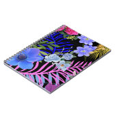 レトロカラフルフローラファーンボタニカルリーフ ノートブック (左側)