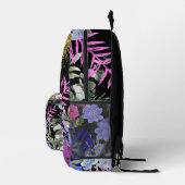 レトロカラフルフローラファーンボタニカルリーフ プリントバックパック (右)