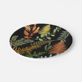 レトロカラフルフローラファーンボタニカルリーフ ペーパープレート (アングル)