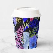 レトロカラフルフローラファーンボタニカルリーフ 紙コップ (左)