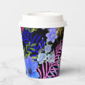 レトロカラフルフローラファーンボタニカルリーフ 紙コップ (裏面)