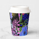 レトロカラフルフローラファーンボタニカルリーフ 紙コップ (右)