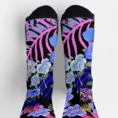 レトロカラフルフローラファーンボンタニカルリーフ ソックス (上部)