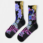 レトロカラフルフローラファーンボンタニカルリーフ ソックス (左)