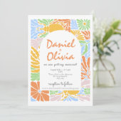 レトロカラフルフローラフレ結婚ーム 招待状 (スタンド正面)