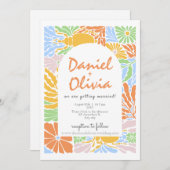 レトロカラフルフローラフレ結婚ーム 招待状 (正面/裏面)