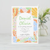 レトロカラフルフローラフレ結婚ーム 招待状 (スタンド正面)