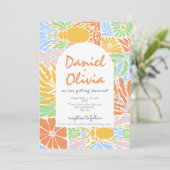 レトロカラフルフローラフレ結婚ーム 招待状 (スタンド正面)