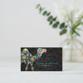 レトロカラフルフローララクメル&ブラックダムズ 名刺 (スタンド正面)