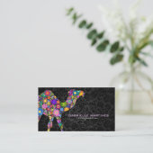 レトロカラフルフローララクメル&ブラックダムズ 名刺 (スタンド正面)