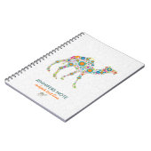 レトロカラフルフローララクメル&ホワイトダマスク ノートブック (左側)