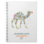 レトロカラフルフローララクメル&ホワイトダマスク ノートブック (正面)