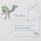 レトロカラフルフローララクメル&ホワイトダマスク 名刺 (正面/裏面)