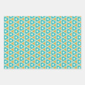 レトロカラフルフローラル模様(層状開花) ラッピングペーパーシート (正面2)