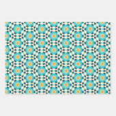 レトロカラフルフローラル模様(層状開花) ラッピングペーパーシート (正面)