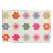 レトロカラフルフローラ名門私立校風の抽象芸術花 枕カバー (裏面)