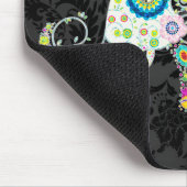 レトロカラフルフローラ象 マウスパッド (コーナー)