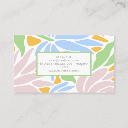 レトロカラフルフローラ 名刺 (裏面)