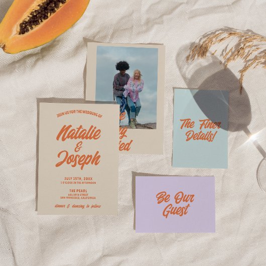 レトロカラフルブはっきりしたライトモダンファンキーズ 招待状