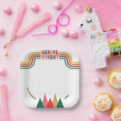 レトロカラフルブメリーリークリスマスパーティー ペーパープレート (パーティー)