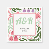 レトロカラフルブランチェ、民俗花結婚の花 スタンダードカクテルナプキン (正面)