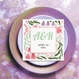 レトロカラフルブランチェ、民俗花結婚の花 スタンダードカクテルナプキン