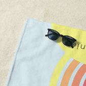 レトロカラフルブルーグルーヴィラインズビーチサンライズ ビーチタオル (インサイチュ)