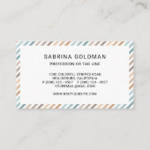 レトロカラフルブルーベージュ金ゴールドストライプパステル 名刺 (裏面)