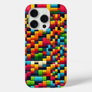レトロカラフルブロックモザイクフォンケース - ビブラント iPhone 15 PROケース
