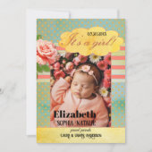 レトロカラフルベビーガール出生届 案内状 (正面)