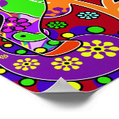 レトロカラフルペイズリーポップ・アートのアートドッグポスター ポスター (角)