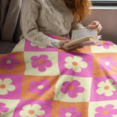 レトロカラフルボヘミアン花柄 フリースブランケット