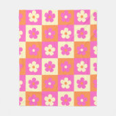 レトロカラフルボヘミアン花柄 フリースブランケット (正面)