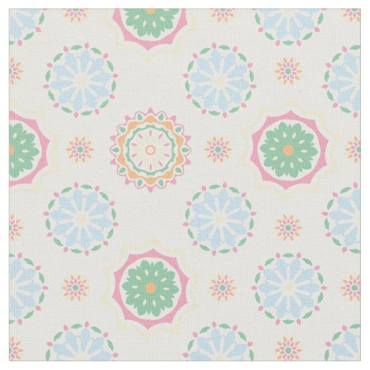 レトロカラフルボヘミア抽象芸術花柄 ファブリック (クローズアップ)