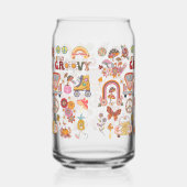 レトロカラフルボホ花groovyフローラデザイン ガラス缶 (右)