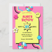 レトロカラフルポップ・アートのおもしろい誕生日 招待状 (正面)