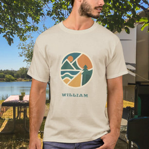 レトロカラフルマウンテンアドベンチャーキャンプ Tシャツ