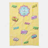 レトロカラフルマンガポップ・アートのーおもしろいベーカリーシェフ キッチンタオル (縦)