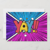 レトロカラフルマンガ漫画スーパーヒーローハロウィーン 招待状 (裏面)