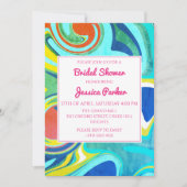 レトロカラフルマーブルユニークブライダルシャワー 招待状 (正面)