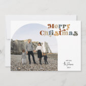 レトロカラフルメリークリスマスアーチ写真 シーズンカード (正面)