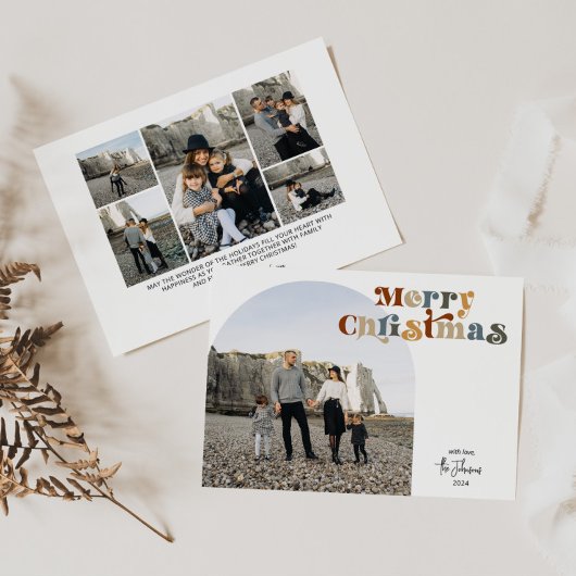 レトロカラフルメリークリスマスアーチ写真 シーズンカード