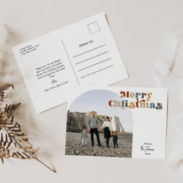 レトロカラフルメリークリスマスアーチ写真 シーズンポストカード