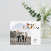 レトロカラフルメリークリスマスアーチ写真 シーズンポストカード (スタンド正面)