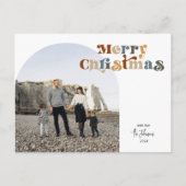 レトロカラフルメリークリスマスアーチ写真 シーズンポストカード (正面)