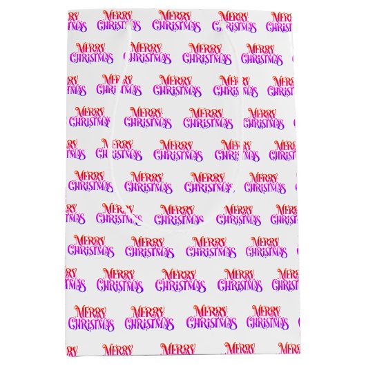 レトロカラフルメリークリスマスパターン抱き枕 ミディアムペーパーバッグ (正面)