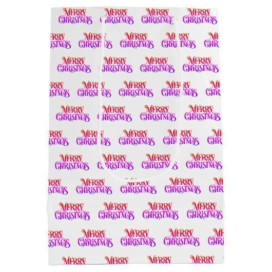 レトロカラフルメリークリスマスパターン抱き枕 ミディアムペーパーバッグ (裏面)