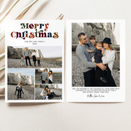 レトロカラフルメリークリスマスフォトコラージュ シーズンカード